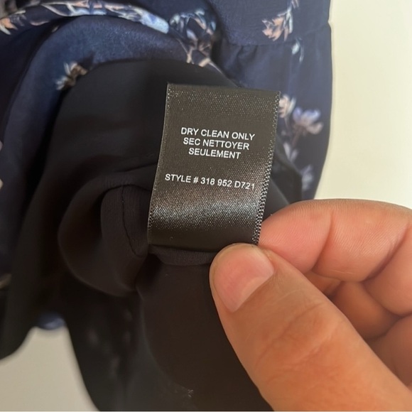 Rebecca Taylor Francine Dress Navy Blue Silk Floral Romantic Boho Whimsical SZ 2 - Picture 9 of 9